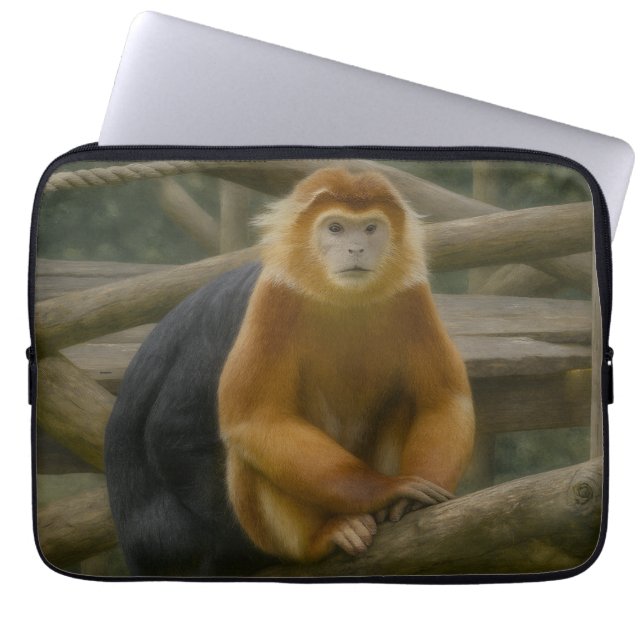 Snub-Nosed Monkey in Woodland Refuge Laptop Sleeve (Front)
