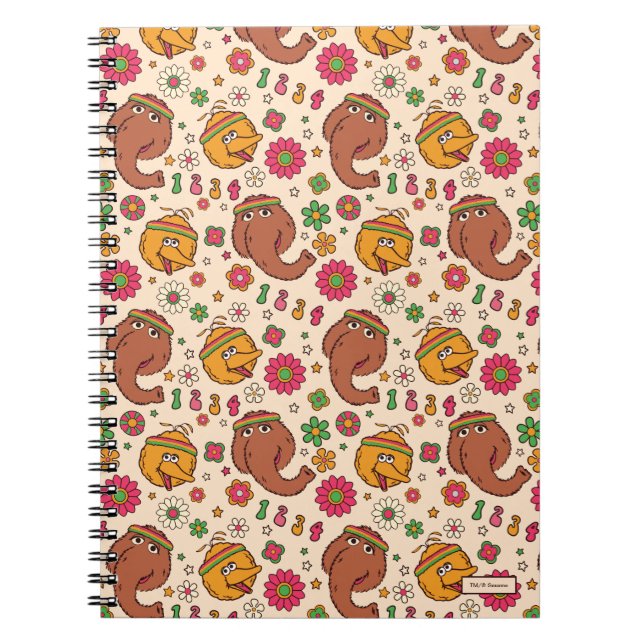 Snuffleupagus and Big Bird Groovy Flower Pattern Notebook (Front)