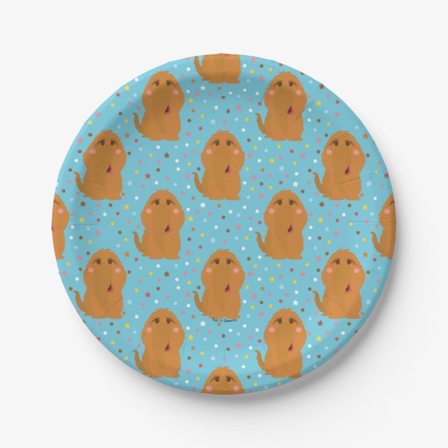 Snuffleupagus Blue Stars & Dots Pattern Paper Plate (Front)