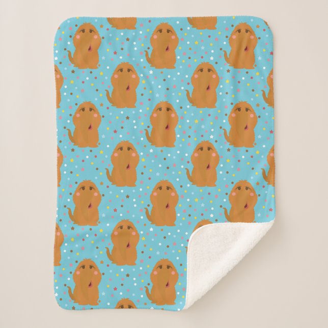 Snuffleupagus Blue Stars & Dots Pattern Sherpa Blanket (Front)