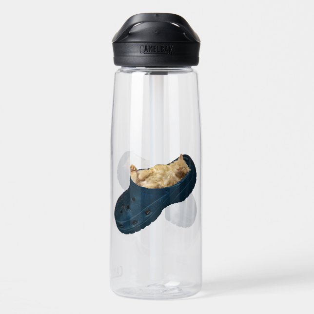 "Snug as a Bug: The Kitten's Croc Nap" Water Bottle (Back)