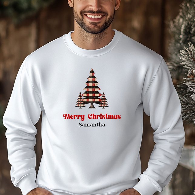 Snug Custom Name Plaid Tree Holiday Sweatshirt  (Snug Custom Name Plaid Tree Holiday Sweatshirt Gift)