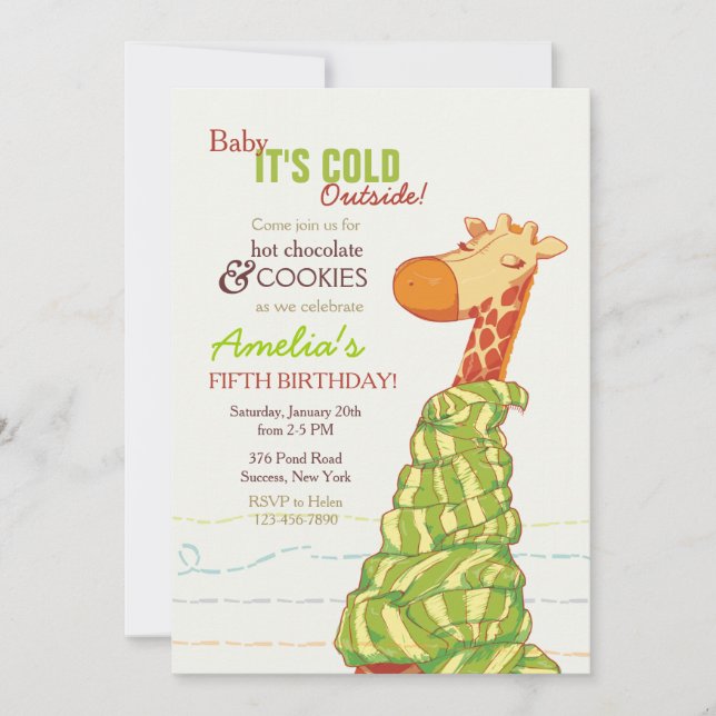 Snug Giraffe Invitation (Front)