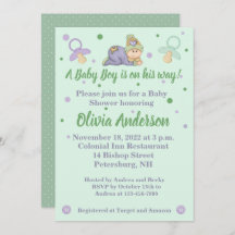 Snuggle Baby Boy - Green & Purple Baby Shower
