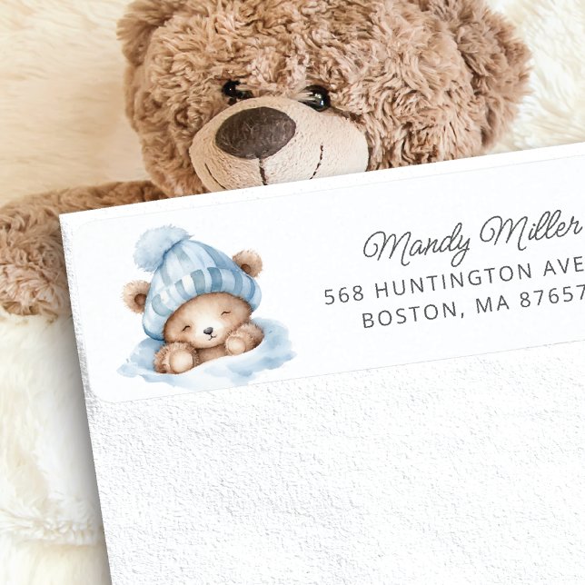 Snuggle Bear Baby Shower Address Label (Creator Uploaded)