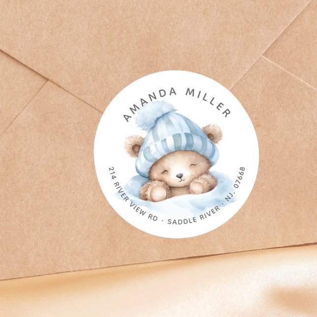 Snuggle Bear Baby Shower Address Label (Creator Uploaded)