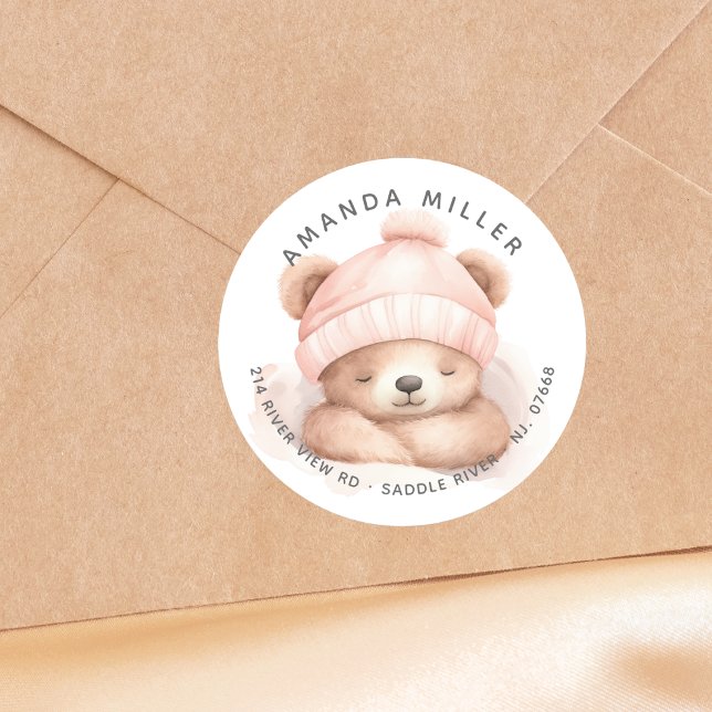 Snuggle Bear Baby Shower Address Label (Creator Uploaded)