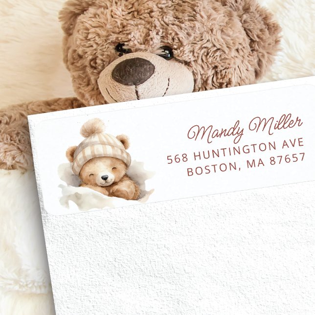 Snuggle Bear Baby Shower Address Label (Creator Uploaded)