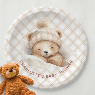 Snuggle Bear Baby Shower Paper Plate