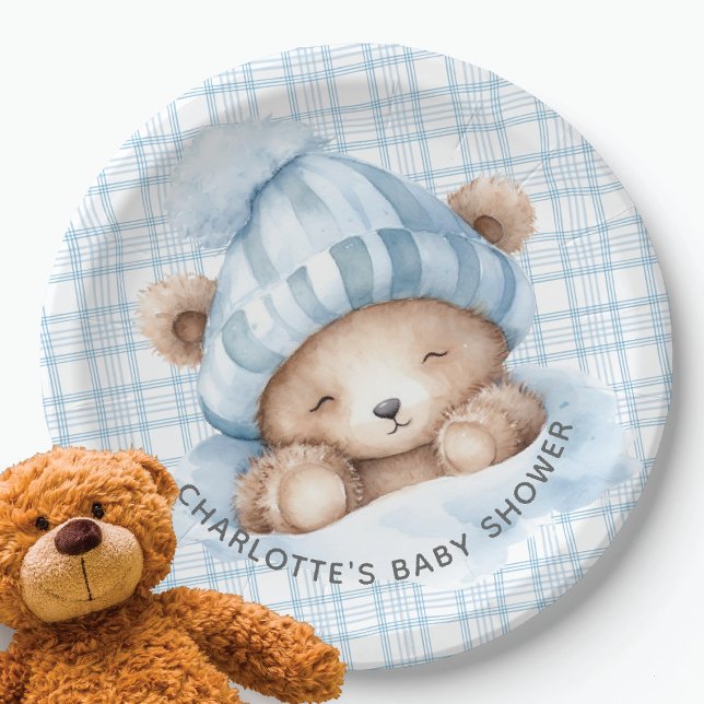 Snuggle Bear Baby Shower Paper Plate (Creator Uploaded)