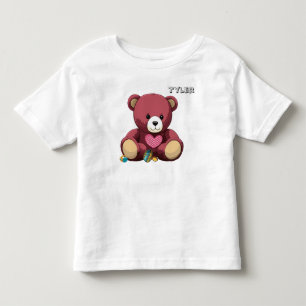 Snuggle Bear with Heart and Rattles Toddler T-Shirt