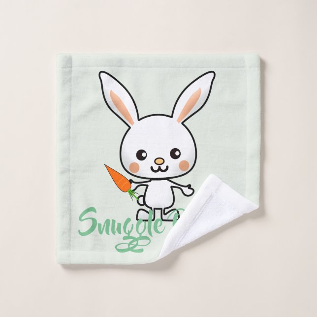Snuggle Bunny Kawaii Custom Bath Towel Set (Wash Cloth)