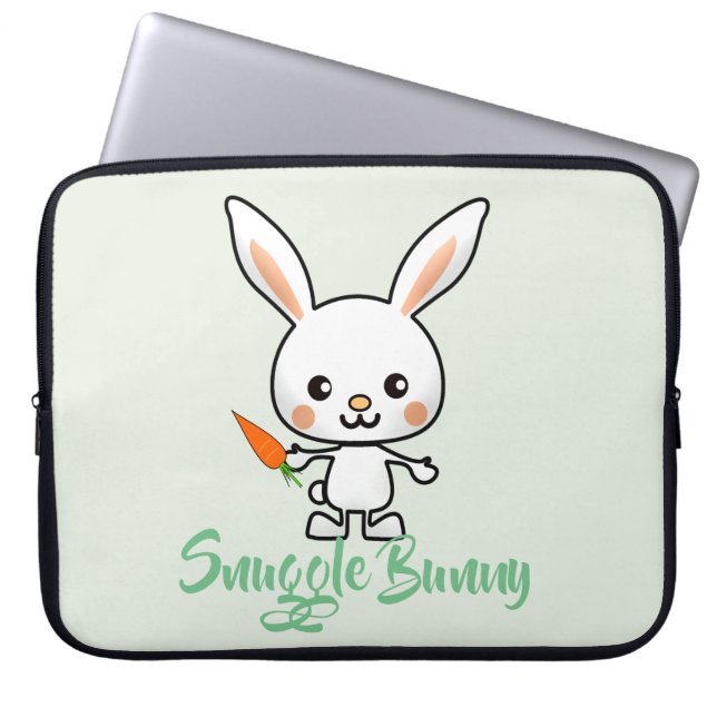 Snuggle Bunny Kawaii Custom Laptop Sleeve (Front)