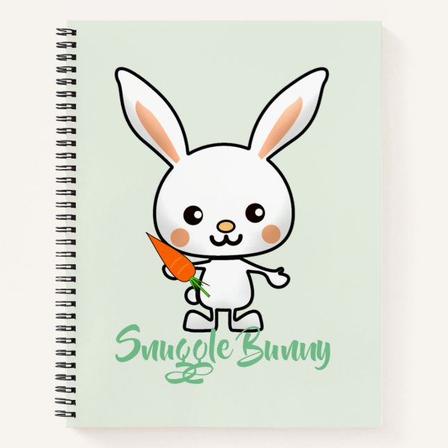 Snuggle Bunny Kawaii Custom Notebook (Front)