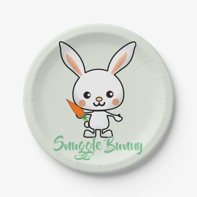 Snuggle Bunny Kawaii Custom Paper Plate (Front)