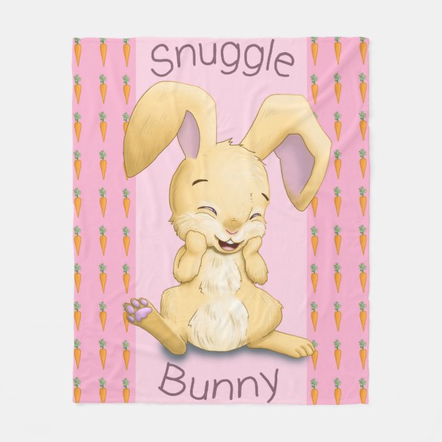 Snuggle Bunny Pink Fleece Blanket (Front)