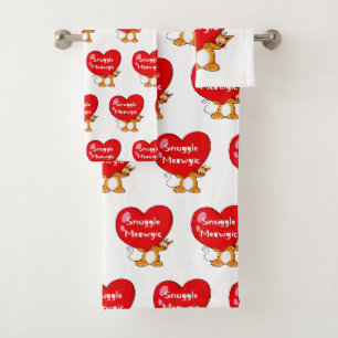 Snuggle Meowgic Funny Cat Pun Art Bath Towel Set
