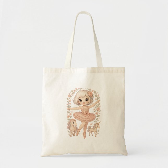 Snuggle Pup Kawaii unicorn girl Tote Bag (Front)