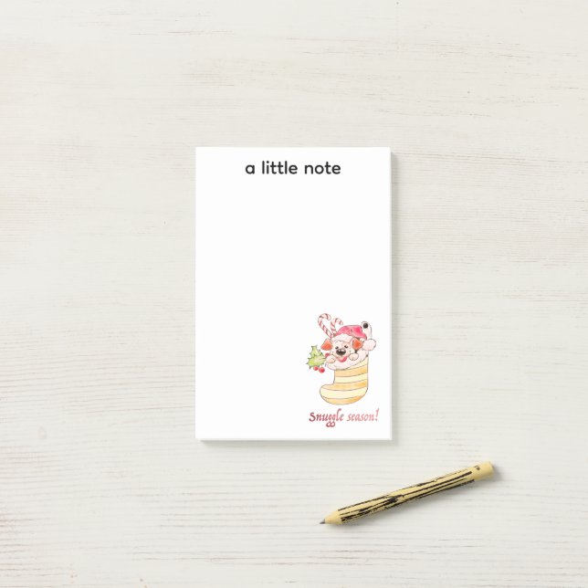 Snuggle Season Puppy in Stocking Post-it Notes (On Desk)