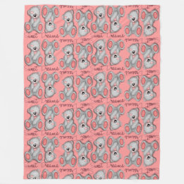 Snuggle Sweet Dreams Teddy-bright coral Fleece Blanket