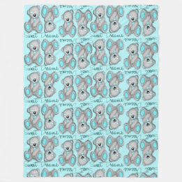 Snuggle Sweet Dreams Teddy-cyan Fleece Blanket