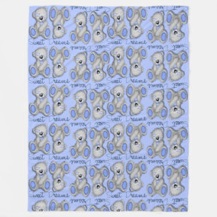 Snuggle Sweet Dreams Teddy-soft blue Fleece Blanket