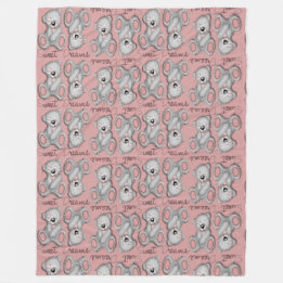 Snuggle Sweet Dreams Teddy-soft rose Fleece Blanket
