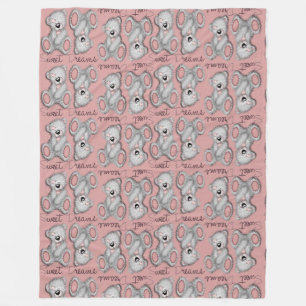 Snuggle Sweet Dreams Teddy-soft rose Fleece Blanket