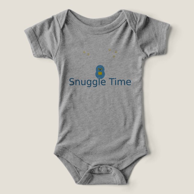 Snuggle Time Blue Teddy Bear Baby Bodysuit (Design Front)