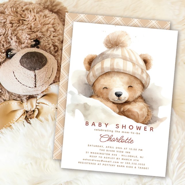 Snuggle Up Bear Baby Shower Invitation (Creator Uploaded)