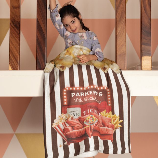 Snuggle Up in Style: Movie Night Cinema Birthday  Fleece Blanket (Creator Uploaded)
