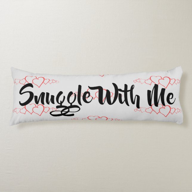 Snuggle With Me Red Hearts Grey Body Cushion (Front)