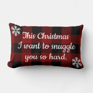 Snuggle You Christmas rustic Buffalo Plaid Xmas Lumbar Cushion