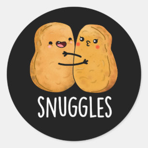 Snuggles Funny Nugget Couple Pun Dark BG Classic Round Sticker