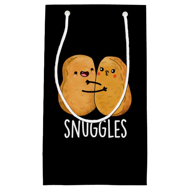 Snuggles Funny Nugget Couple Pun Dark BG Small Gift Bag (Front)