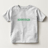 "Snuggles" green letters