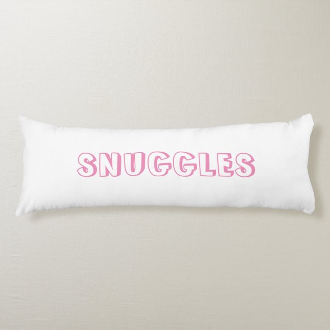 "Snuggles" Light pink white Body Cushion (Front)