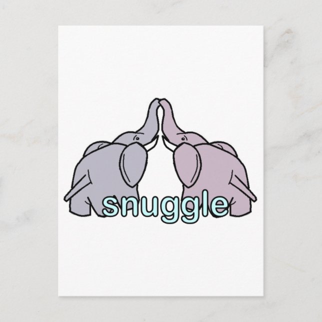 Snuggling Elephants Postcard (Front)