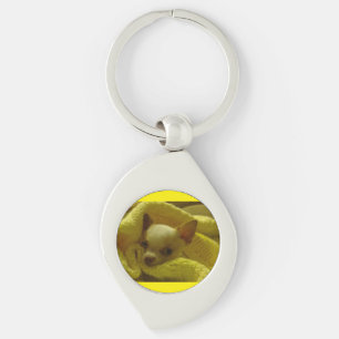 Snuggly Chihuahua Metal Keychain