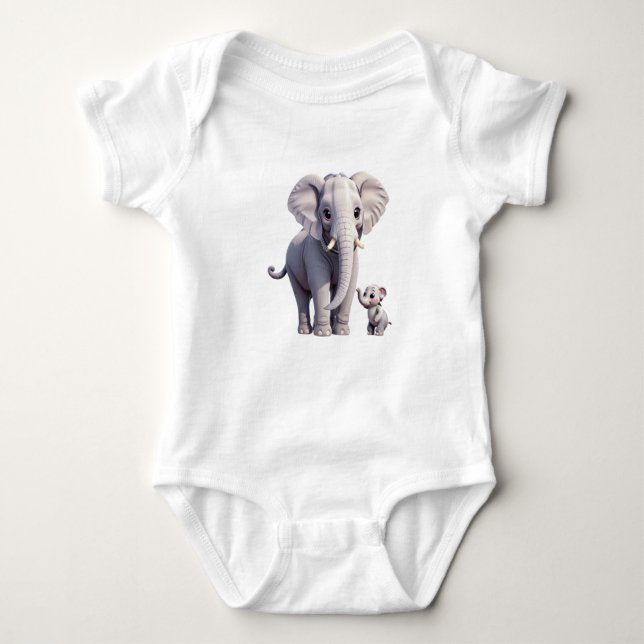 Snuggly Elephants Baby Jersey Bodysuit (Front)