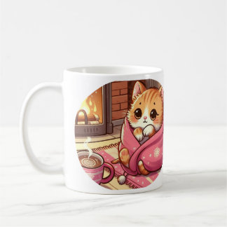 Snuggly Tabby Cat By The Fireplace Poem Mug