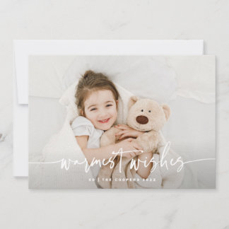 Snuggly Warmest Wishes Script Hugs Holiday Card