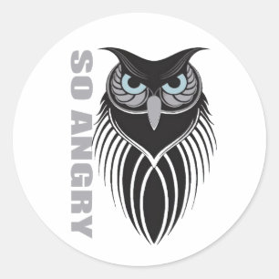 "SO ANGRY" Tribal Owl Sticker   Intense Black