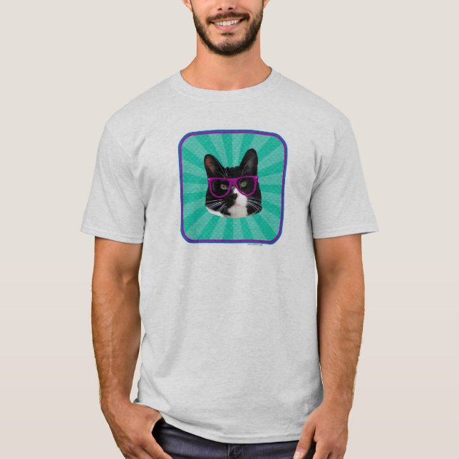 So Awesome Glasses Tuxedo Cat Fun Design T-Shirt (Front)