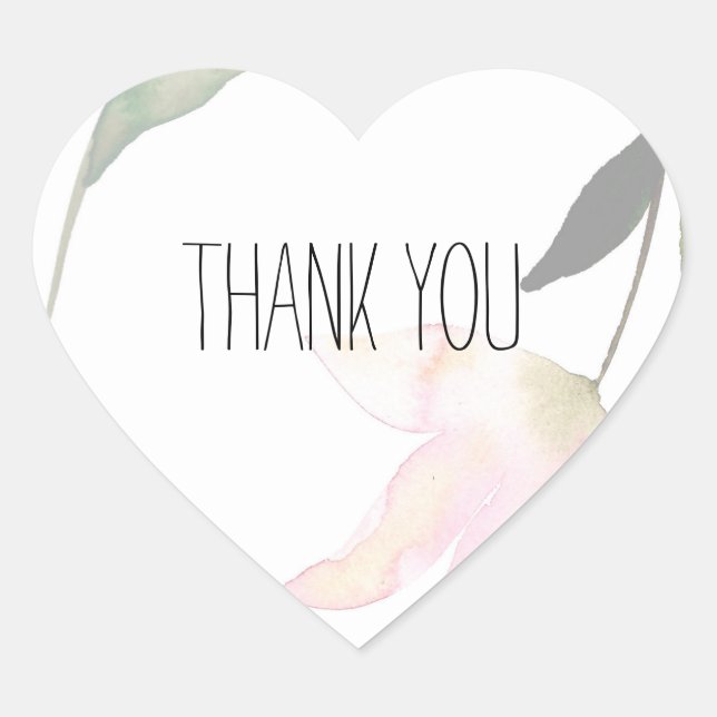 So Beautiful Watercolor Floral Thank you Heart Sticker (Front)