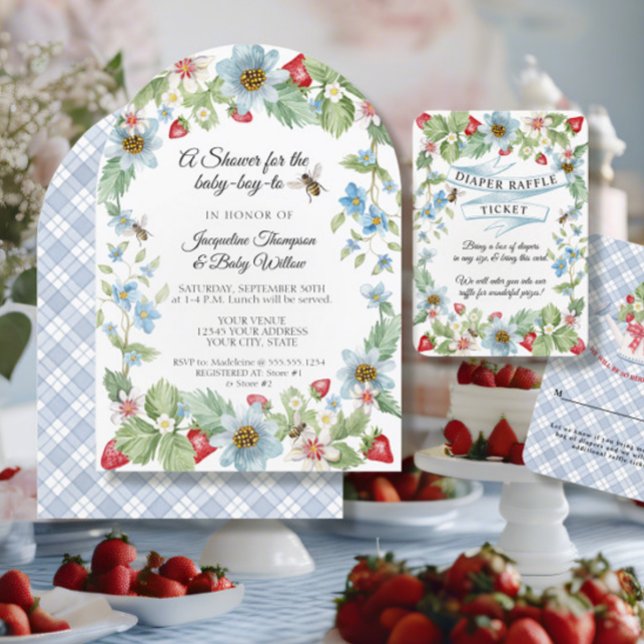 So Berry Sweet Baby Boy to Bee Strawberry Shower Invitation (Creator Uploaded)