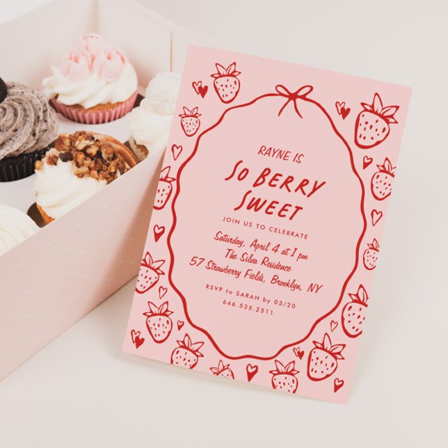 So Berry Sweet Whimsical Girls Coquette Birthday Invitation (Creator Uploaded)