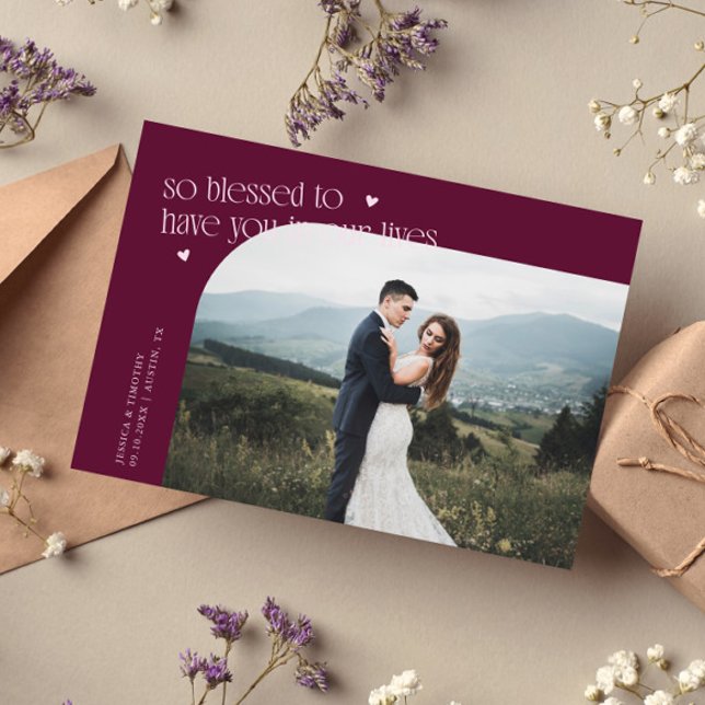So Blessed Cranberry Wedding Photo Thank You Card (Creator Uploaded)