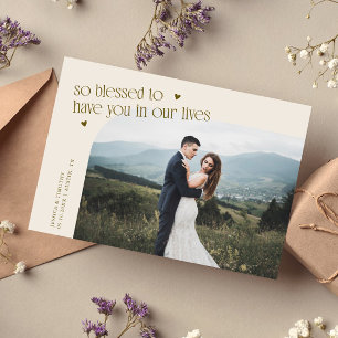 So Blessed Cream Wedding Photo Thank You Card