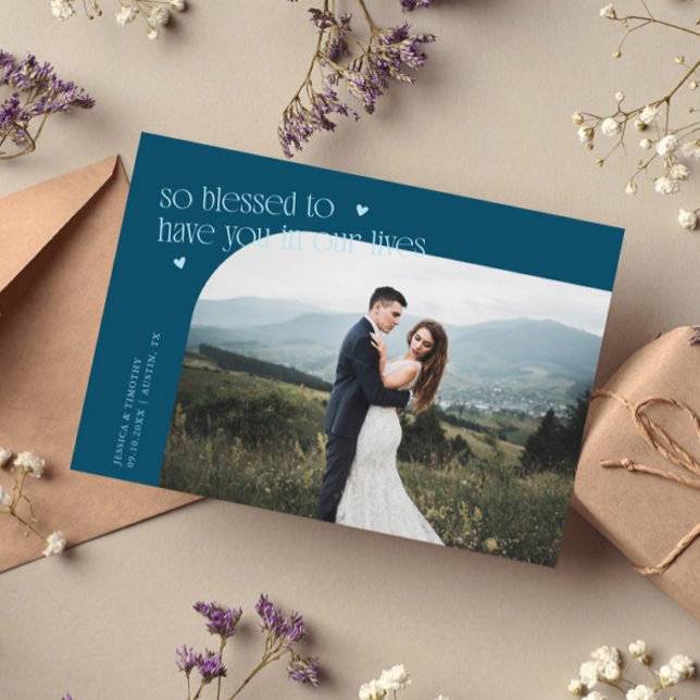 So Blessed Teal Wedding Photo Thank You Card (Creator Uploaded)